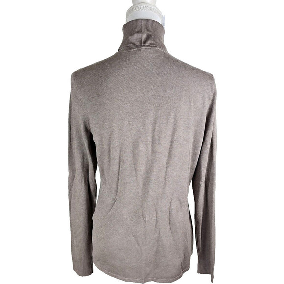 WHITE HOUSE BLACK MARKET WHBM ~Woman Size L~ Light Brown Knit Turtleneck Sweater - Picture 6 of 10
